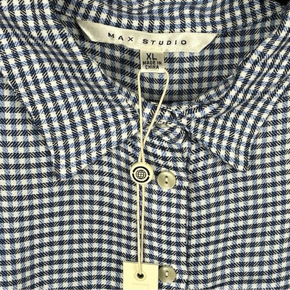 Max Studio Sleeveless Blue White Gingham Shirt Dress Women's Size XL - Picture 5 of 11